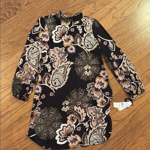 NWT Robbie Bee size small dress black background with floral prints